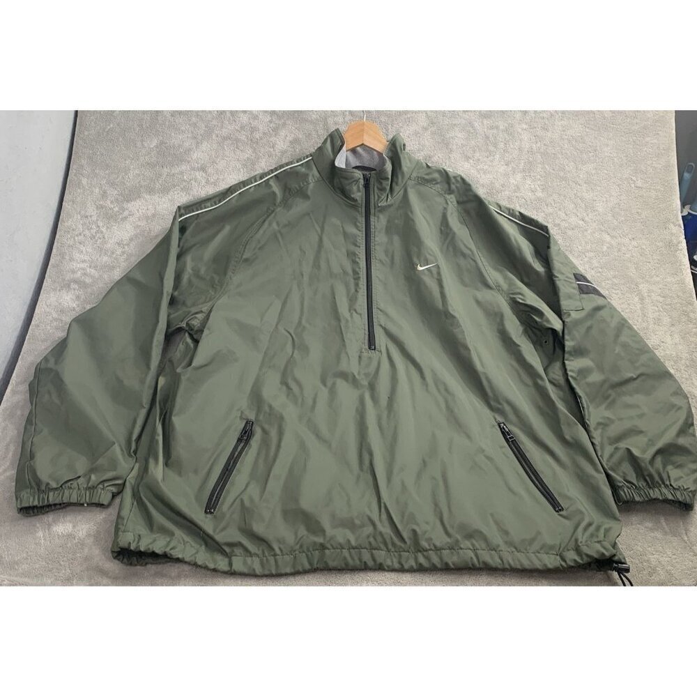 Vintage Nike 1/4 Zip Jacket Mens XXL Green Windbreaker Black Tag 90’s Y2K *FLAW
